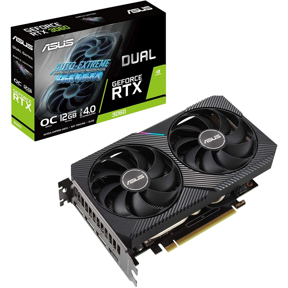 ASUS Dual GeForce RTX 3060 OC GDDR6 12GB Graphics Card ASUS Dual GeForce RTX 3060 OC GDDR6 12GB Graphics Card